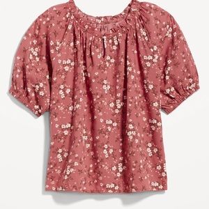 NWT OLD NAVY Puff-Sleeve Floral Swing BLOUSE l Color: Red Floral SIZE SMALL